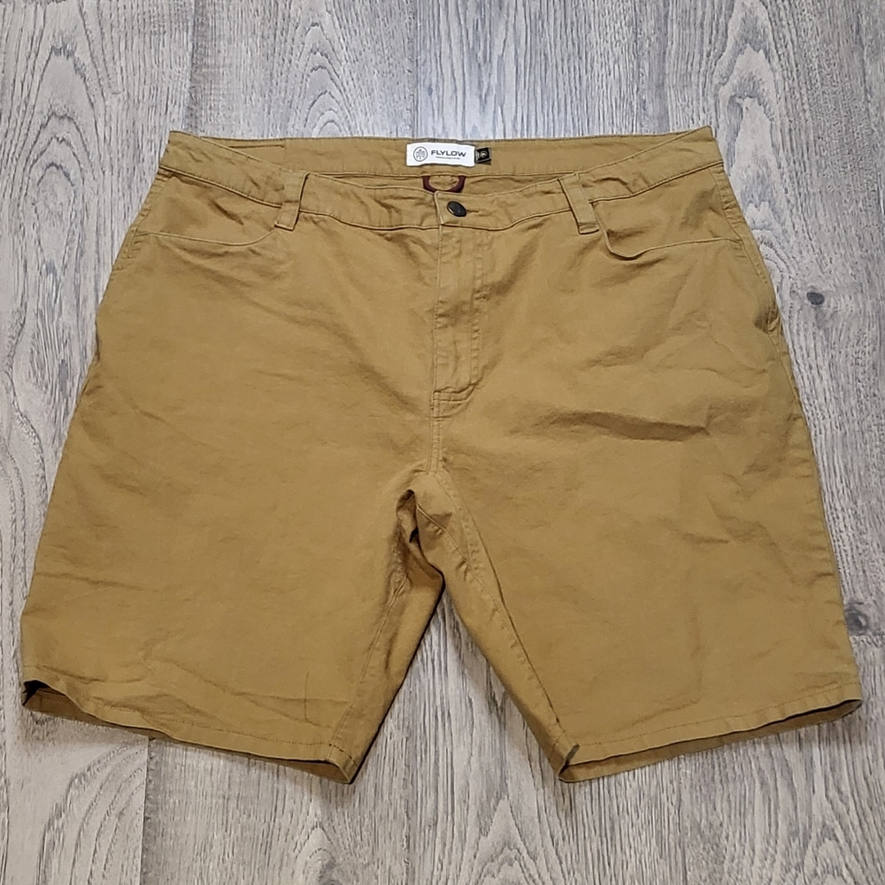Flylow Apparel Dark Tan Flat Canvas Tech Chino Shorts Mens XL